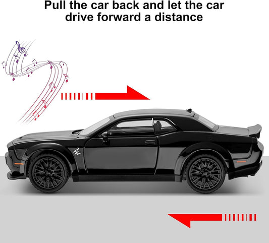 Die-Cast Muscle Sports Car Toy – Metal Model with LED Lights