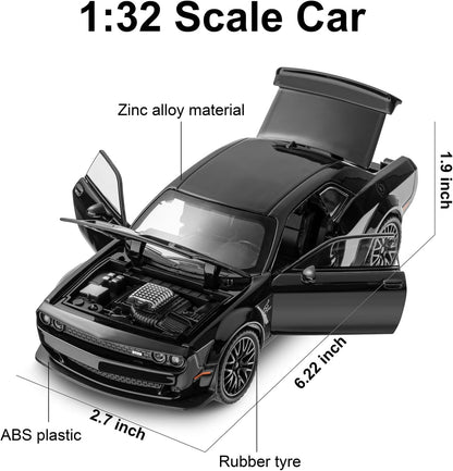 Die-Cast Muscle Sports Car Toy – Metal Model with LED Lights